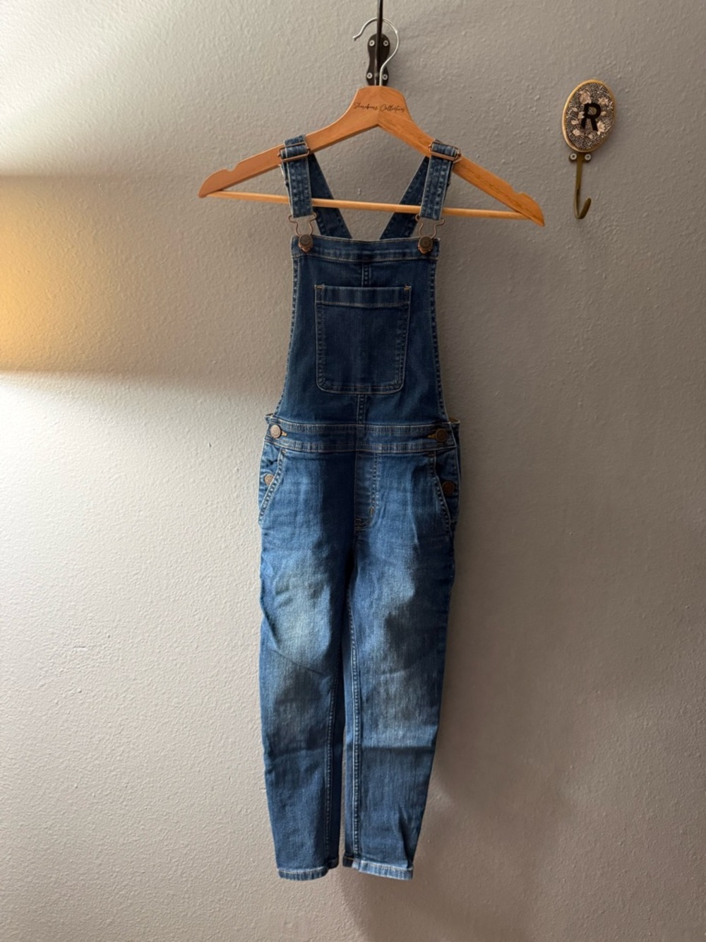 Crewcuts Dark Blue Denim Overalls with Contrast Stitching